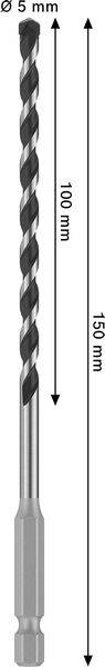Bosch Accessories 2608706973 2608706973 tvrdý kov spirálový vrták na kámen 5 mm Celková délka 150 mm osazen tvrdokovem 1-12