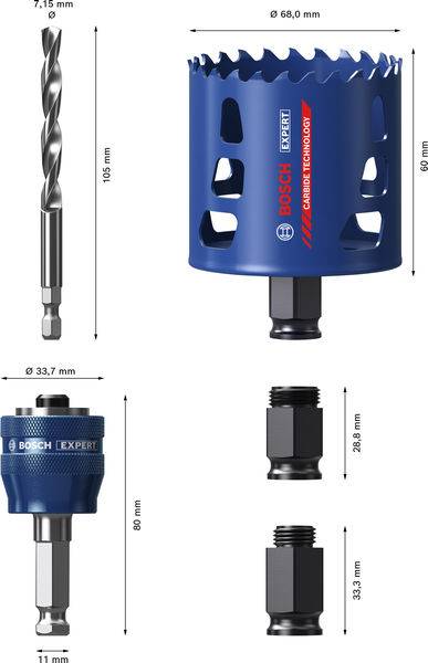 Bosch Accessories 2608901911 2608901911 sada děrovacích pil 68 mm 1 ks-1