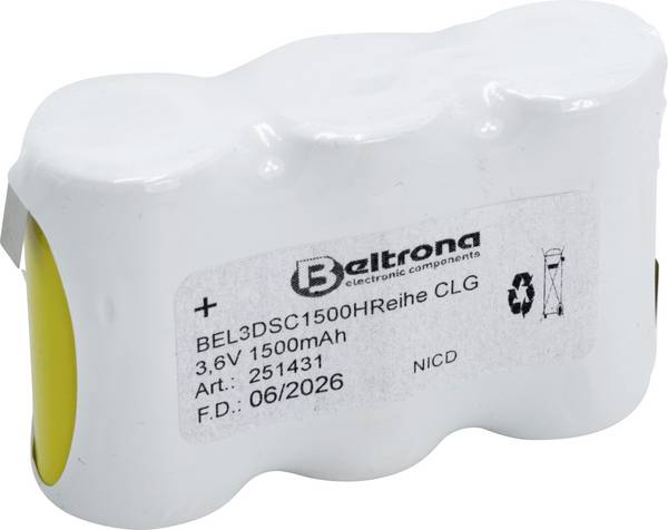 Beltrona BEL3DSC1500HRCLG akumulátor do nouzových světel  odolné vůči vysokým teplotám, pájecí špička ve tvaru Z 3.6 V 1500 mAh