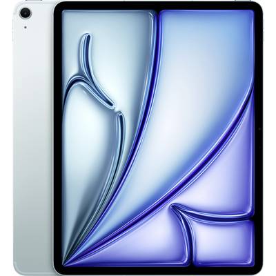 Elegantní tablet s živým, abstraktním modrým a stříbrným designem na displeji, který zdůrazňuje jeho moderní estetiku a tenký profil.