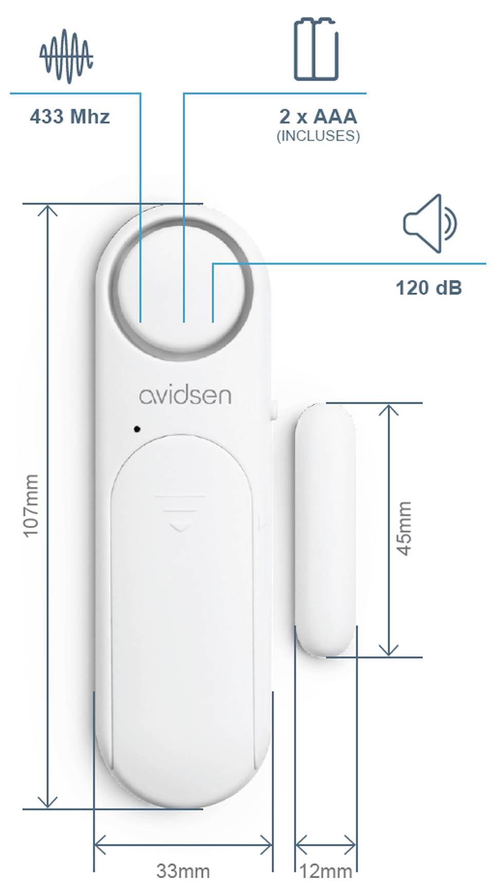 Avidsen dveřní/okenní alarm bílá sada 120 dB 100023-1