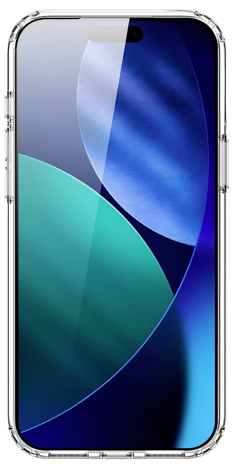 Chytrý telefon s elegantním designem, jehož displej zobrazuje živou, abstraktní tapetu se modrým a zeleným kruhovým vzorem.