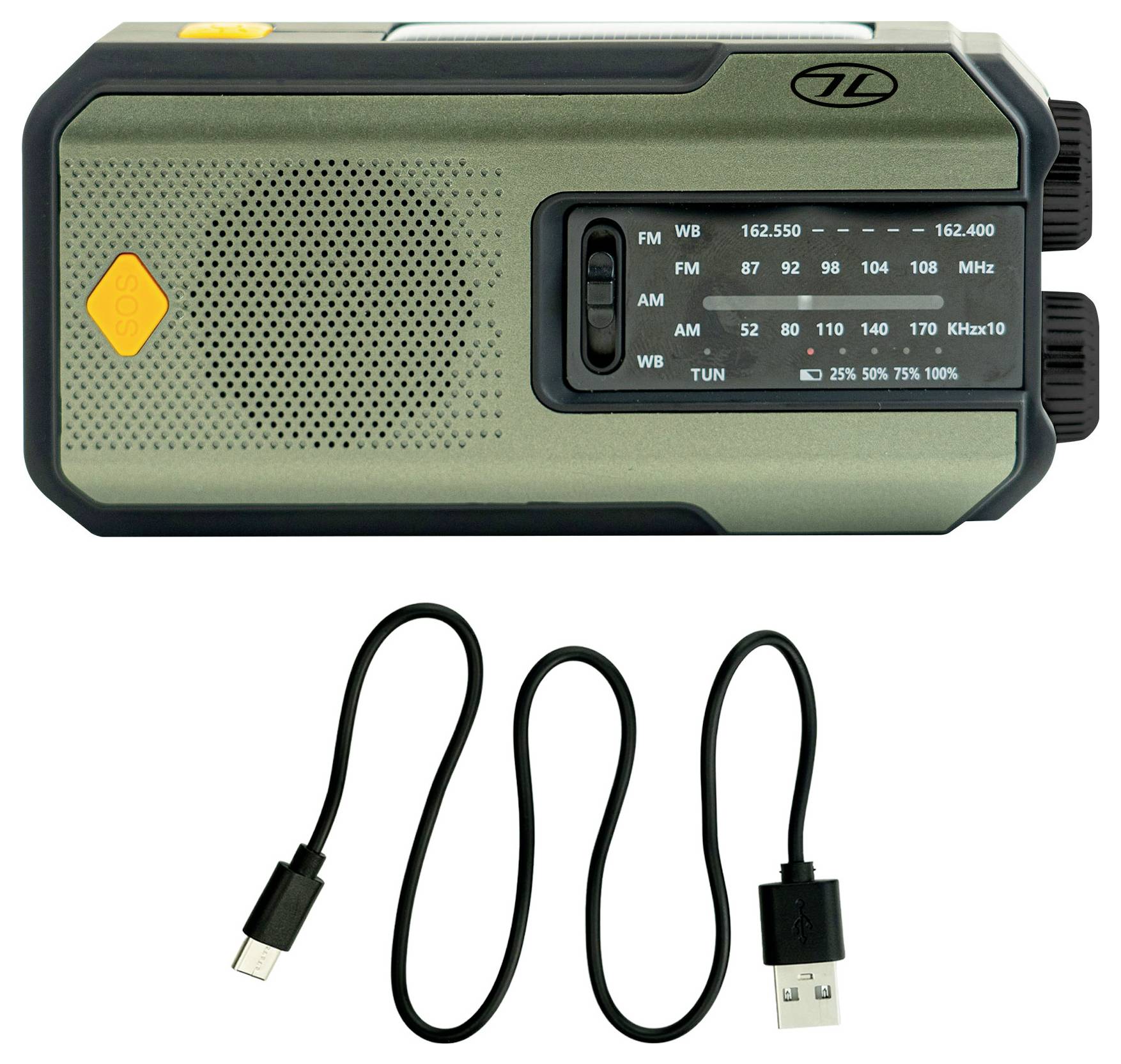 Highlander SURVIVAL RADIO OLIVGRÜN MA-102 Akumulátorové rádio, AM, FM, USB, bezdrátový příjem, nouzové rádio, stolní lam-2