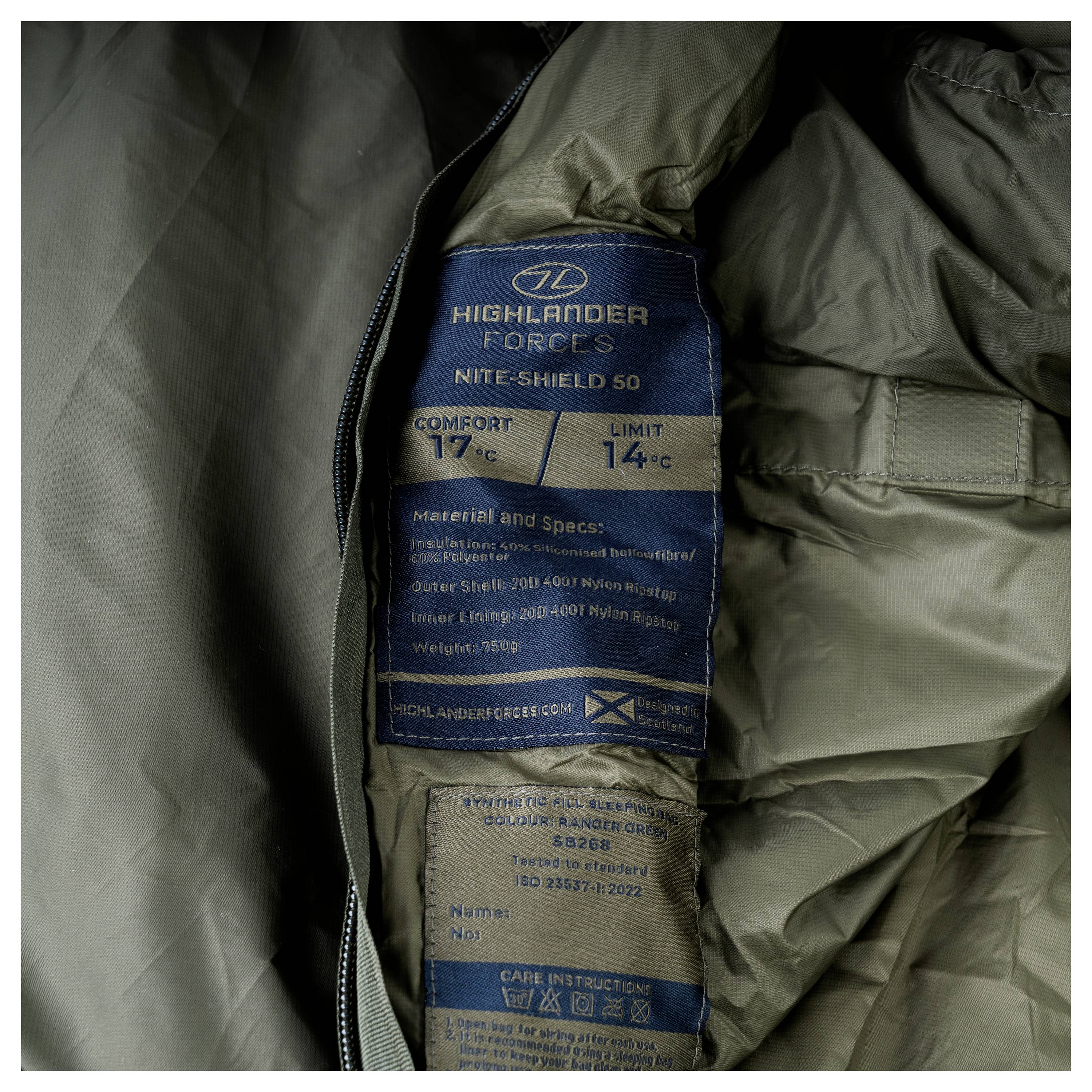 Highlander NITE-SHIELD 50 Schlafsack RANGER GRÜN Kempingová matrace zelená SB268-RG-2
