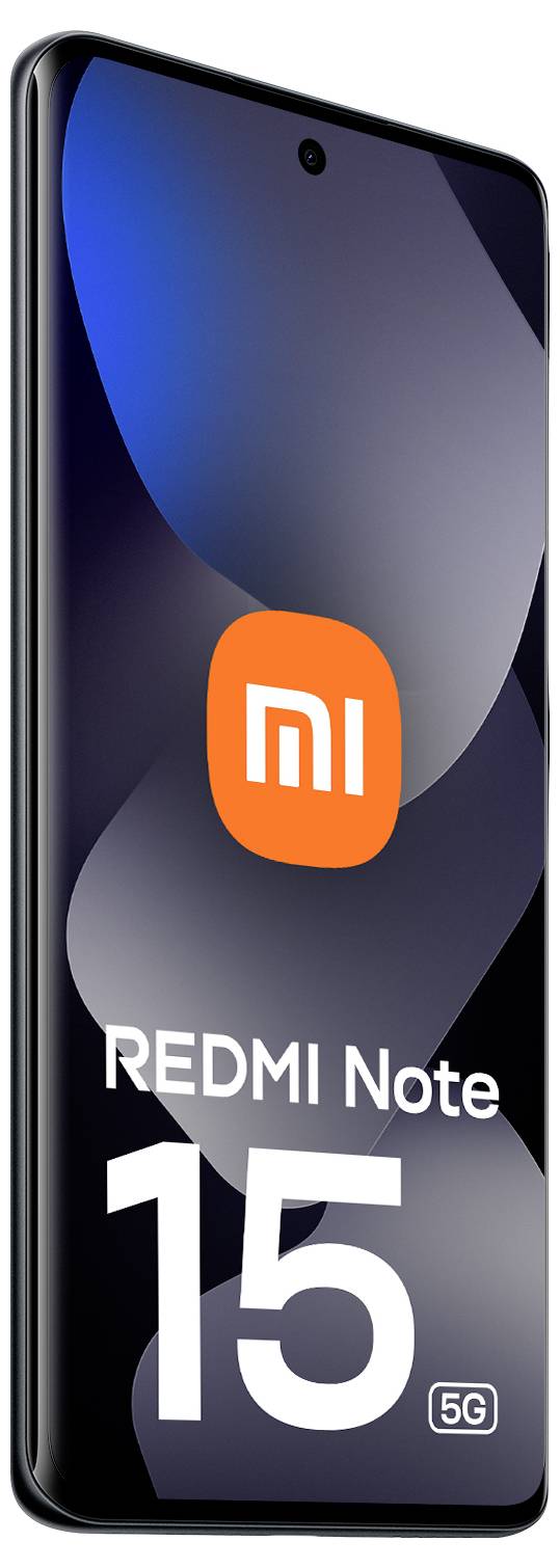 Smartphone s "REDMI Note 15 5G" na obrazovce, vyznačující se elegantním designem a výrazně zobrazeným logem Xiaomi.