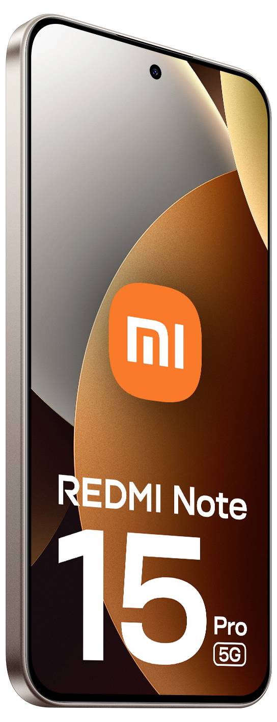 Chytrý telefon s logem „Redmi Note 15 Pro 5G" na displeji, který se vyznačuje elegantním designem s tenkým rámečkem a moderním vzhledem.
