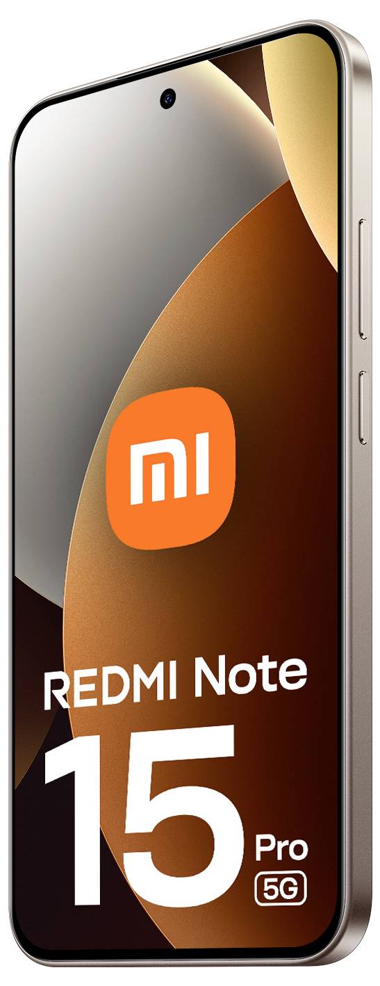Displej chytrého telefonu zobrazující "REDMI Note 15 Pro 5G" s minimalistickým pozadím a logem značky vycentrovaným na obrazovce.