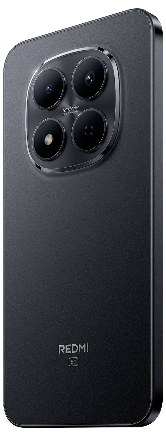Elegantní černý smartphone se čtyřmi zadními fotoaparáty uspořádanými do čtverce, s nápisem „REDMI 5G" v dolní části.