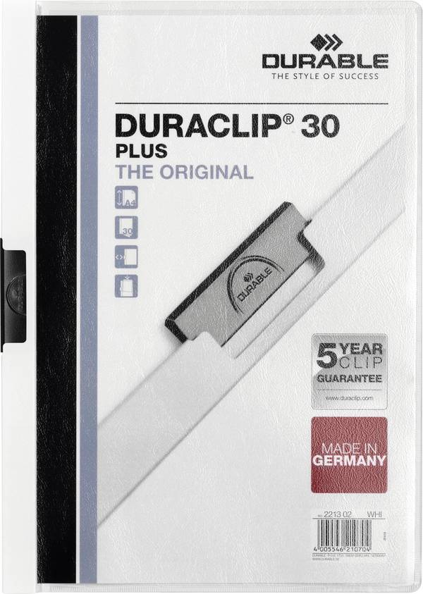 Durable Desky s upínacími oky DURACLIP® PLUS 30 221302 DIN A4 bílá