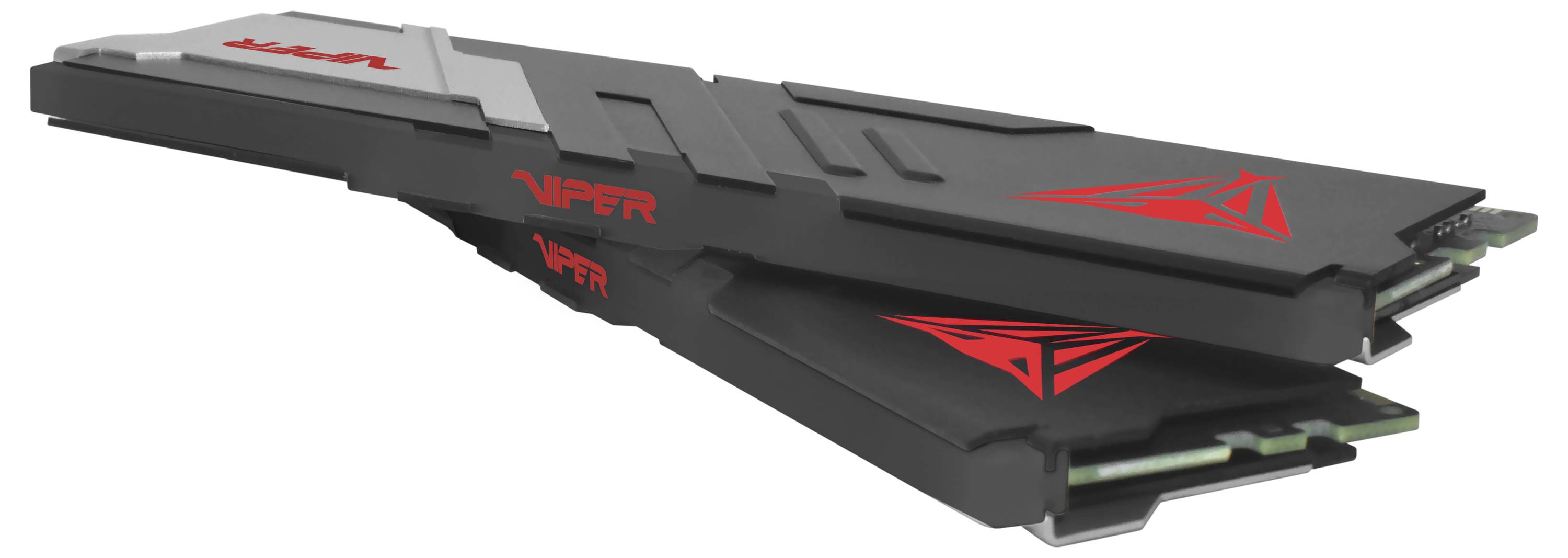 Dva vrstvené černé moduly paměti počítače s červeným značením "VIPER", navržené pro vysoce výkonné výpočetní operace.