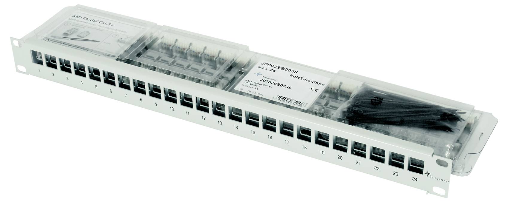 Telegärtner 100007010 19" osazený modulární nosič 483 mm (19") CAT 6A 1 U šedá-0