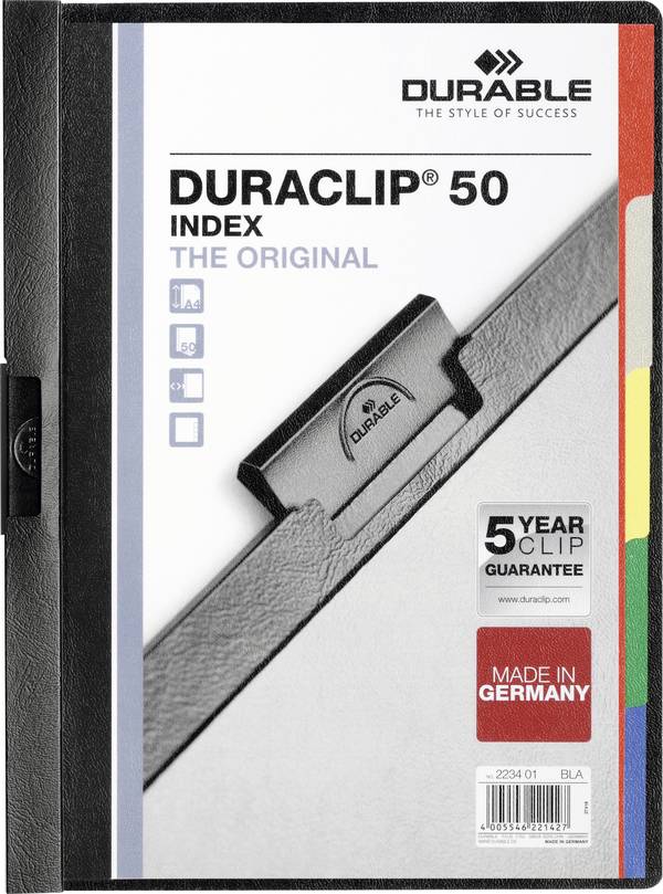 Durable Desky s upínacími oky DURACLIP® INDEX 50 223401 DIN A4 černá