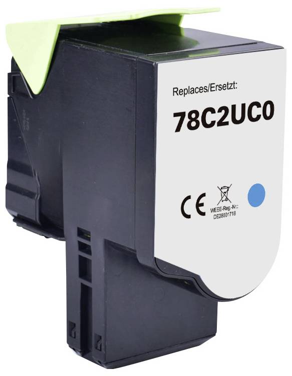Černá náplň do tiskárny označená "Replaces/Ersetzt: 78C2UCO" se zeleným ochranným язычkem nahoře.