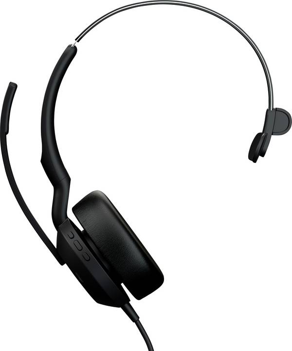 Jabra Evolve2 50 UC monaural USB-C  Headset otevřená (On Ear) kabelová mono černá Potlačení hluku headset telefon