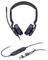 Černá náušluchová sluchátka s mikrofonem, USB a konektorem pro audio kabel. Obsahují vestavěné ovládací prvky pro regulaci hlasitosti a obsluhu hovorů.