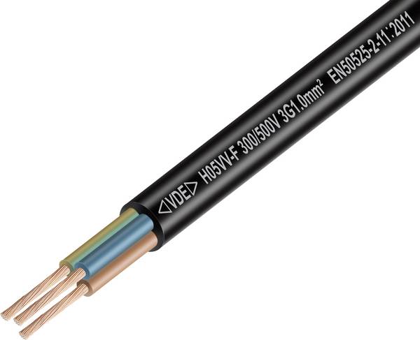 TRU COMPONENTS TC-14962192 kabel s gumovou izolací H05VV-F 3 x 1 mm² černá metrové zboží