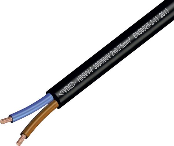TRU COMPONENTS TC-14962196 kabel s gumovou izolací H05VV-F 2 x 0.75 mm² černá metrové zboží