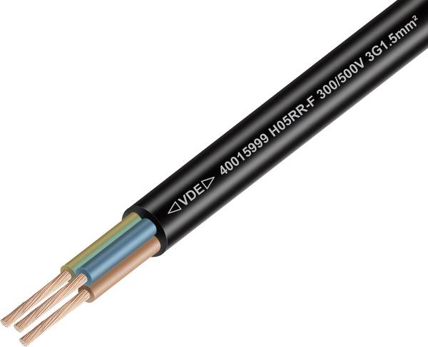 TRU COMPONENTS TC-14962224 kabel s gumovou izolací H05RR-F 3 x 1.5 mm² černá metrové zboží