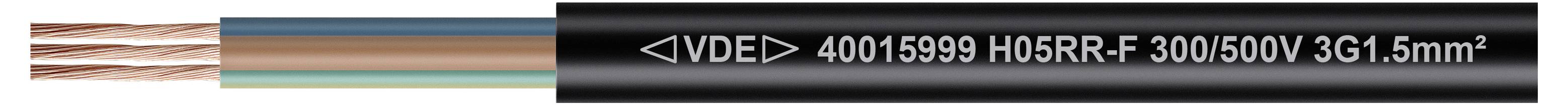 TRU COMPONENTS TC-14962224 kabel s gumovou izolací H05RR-F 3 x 1.5 mm² černá metrové zboží-1