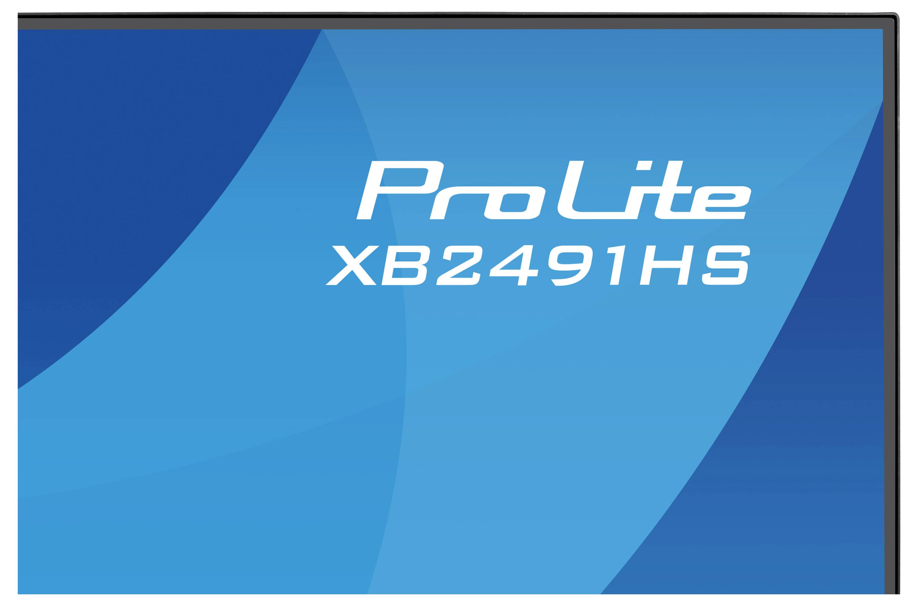 'ProLite XB2491HS' text na modrém abstraktním pozadí, pravděpodobně označující jméno modelu nebo značku.