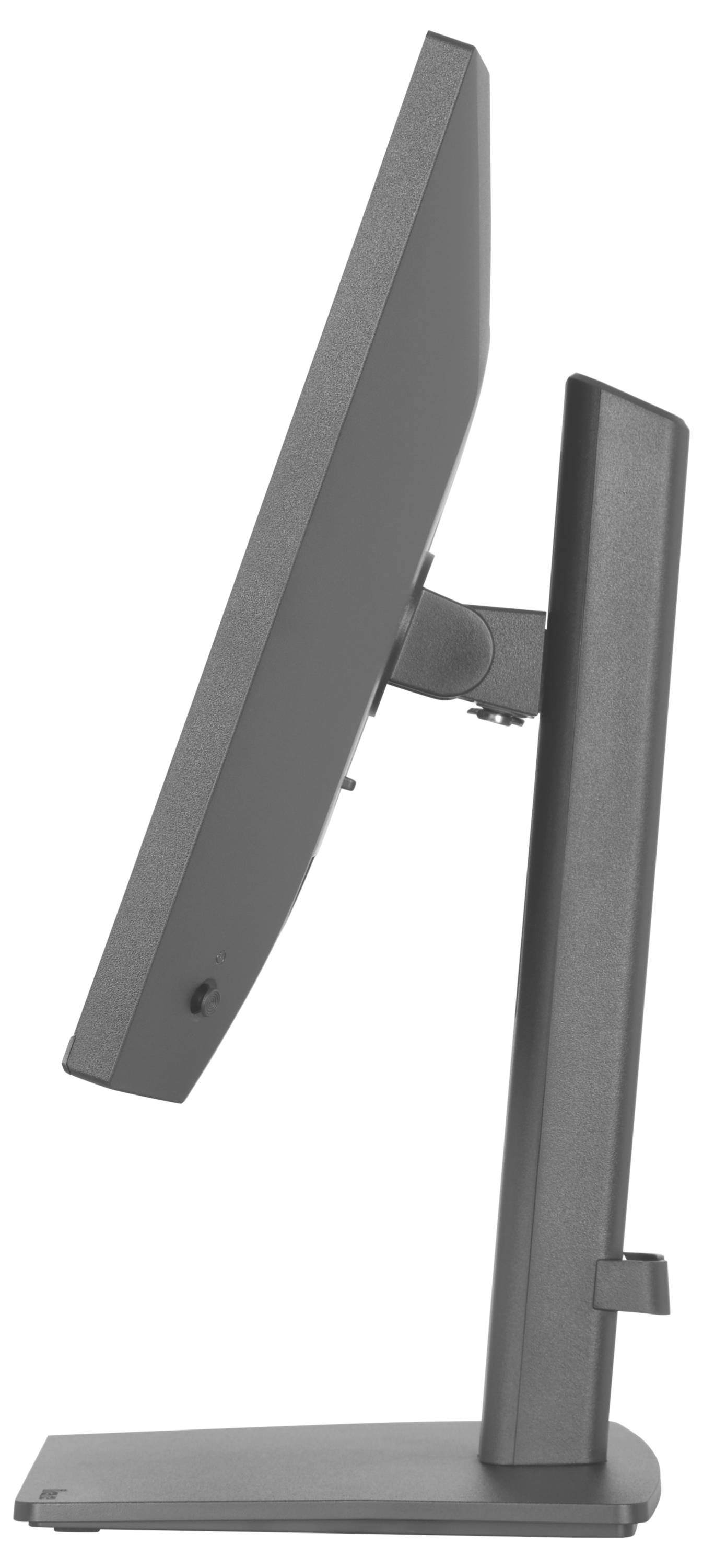 Elegantní, moderní počítačový monitor zobrazený z boku, který představuje jeho tenký design a robustní stojan.
