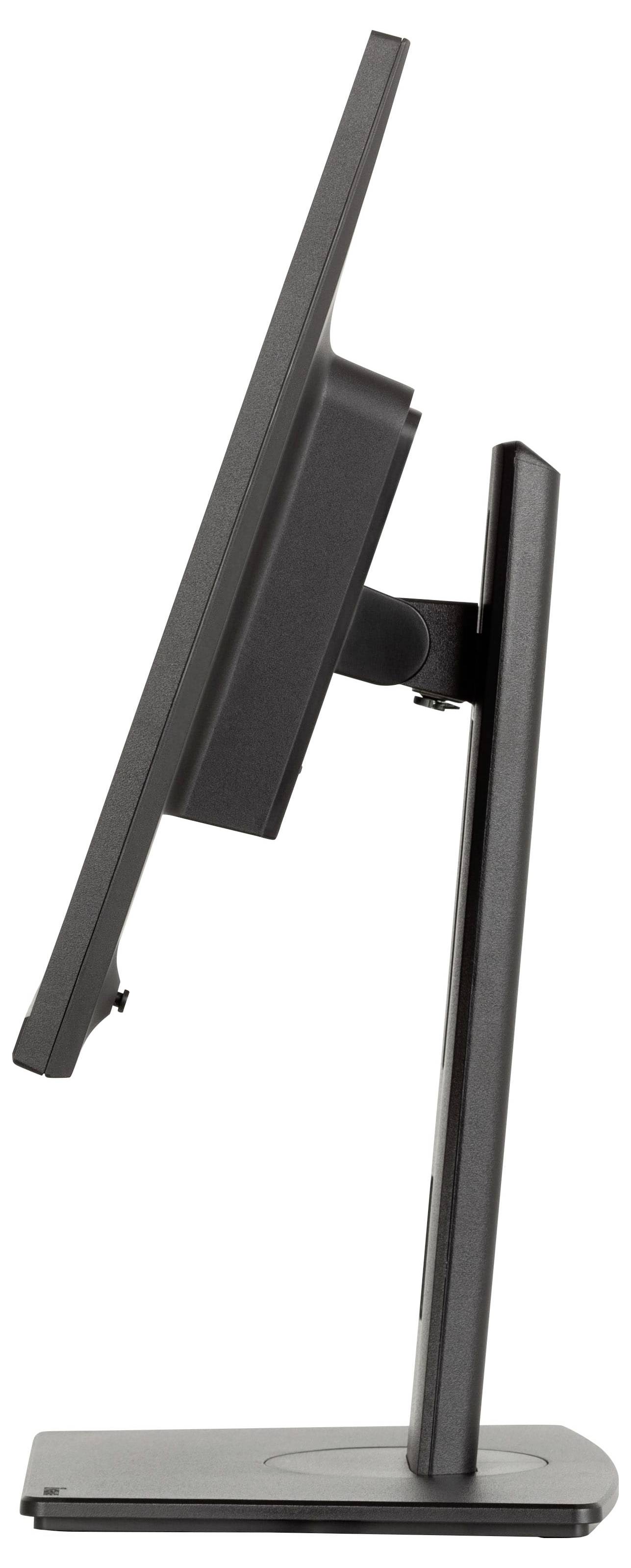 Boční pohled na elegantní, moderní počítačový monitor s tenkým rámečkem, nastavitelným stojanem a plochou podstavou, prezentující jeho štíhlý, minimalistický design.