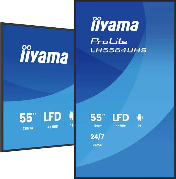 Iiyama ProLite displej Digital Signage Energetická třída (EEK2021): G (A - G) 138.7 cm 55 palec 3840 x 2160 Pixel 24/7