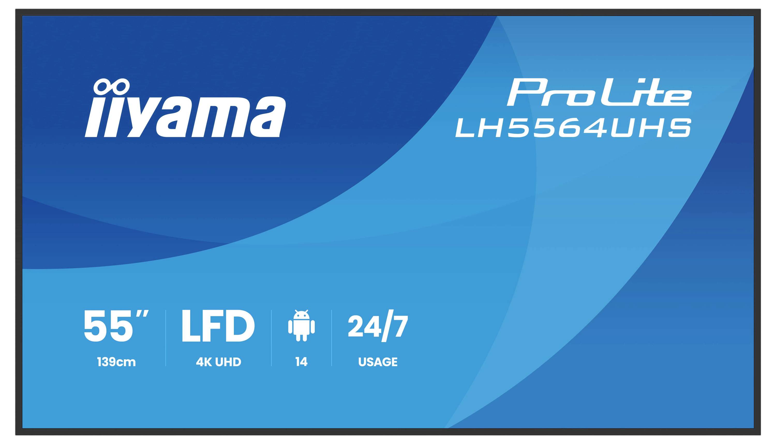 „ProLite LH5564UHS" od společnosti Iiyama, 55palcový displej 4K UHD velkého formátu určený pro nepřetržitý provoz 24/7.