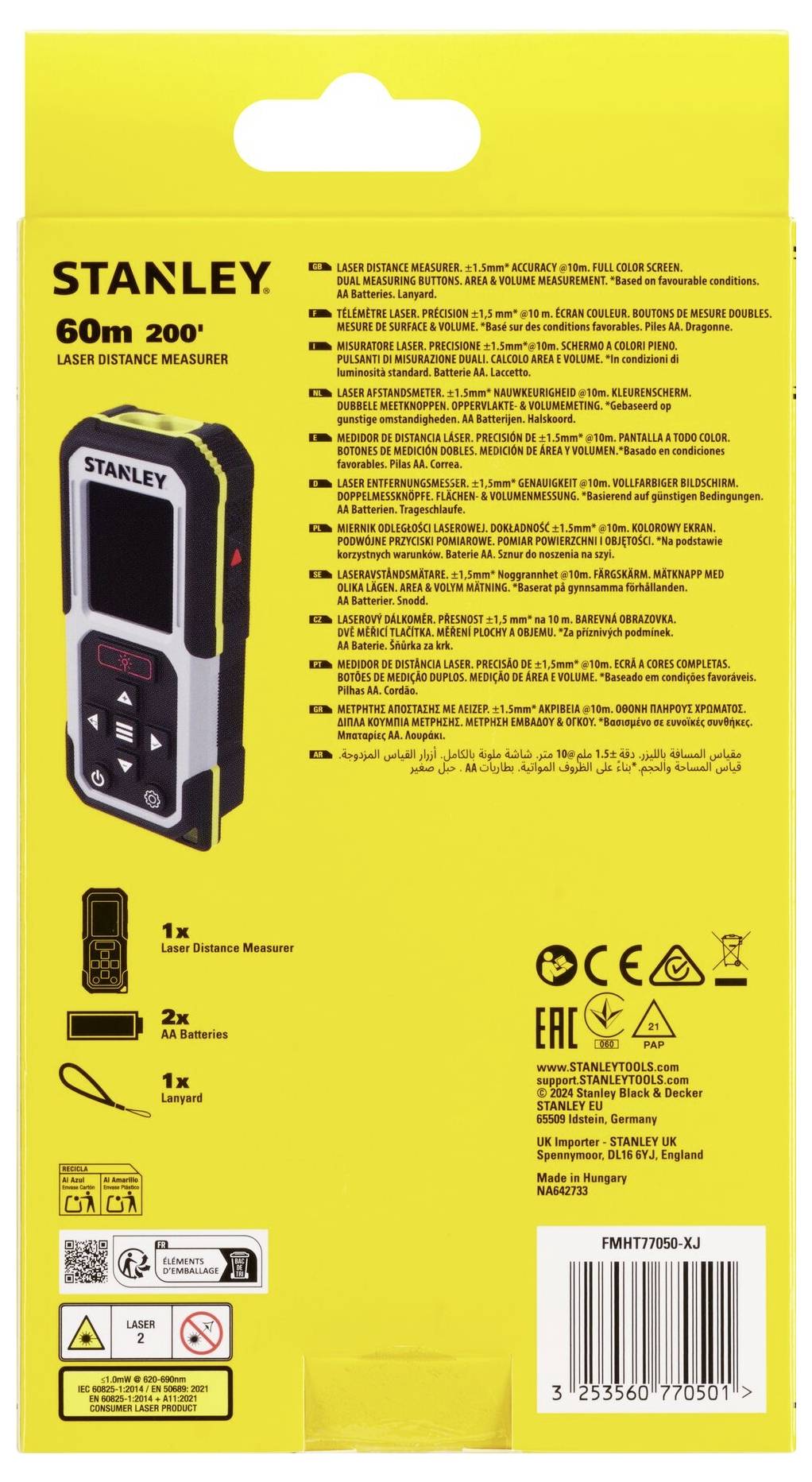 STANLEY FMHT77050 měřič vzdálenosti Dosah (fx) 60 m (max)-10