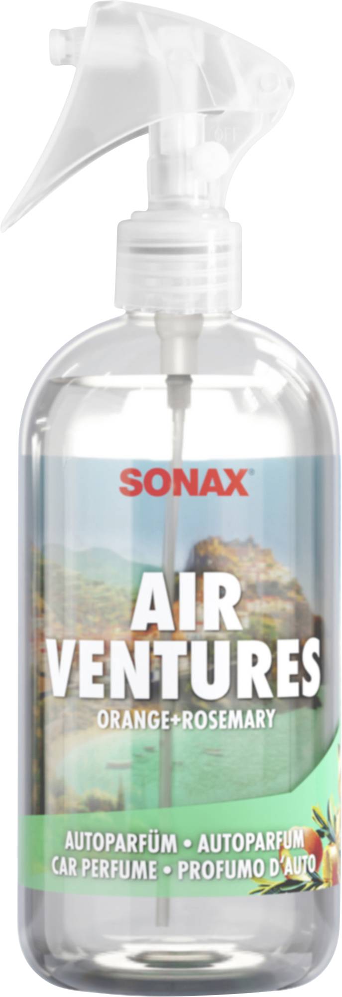 SONAX Air Ventures oranžovo-rozmarýnová vůně do auta v čiré rozprašovací lahvičce