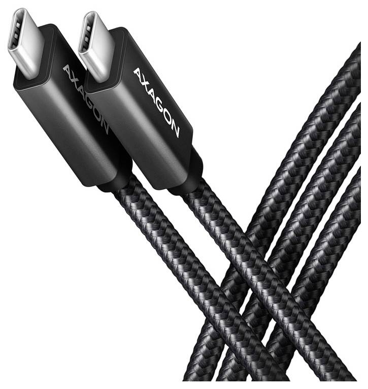 Dva černé pletené kabely USB-C s úhlovými konektory označenými „AAGON" překřížené na bílém pozadí.