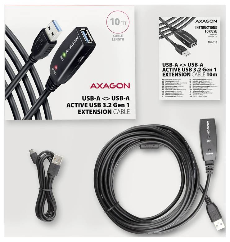 Černé pouzdro AXAGON USB pro NVMe nebo SATA M.2 SSD se zčásti vloženou jednotkou a viditelným konektorem
