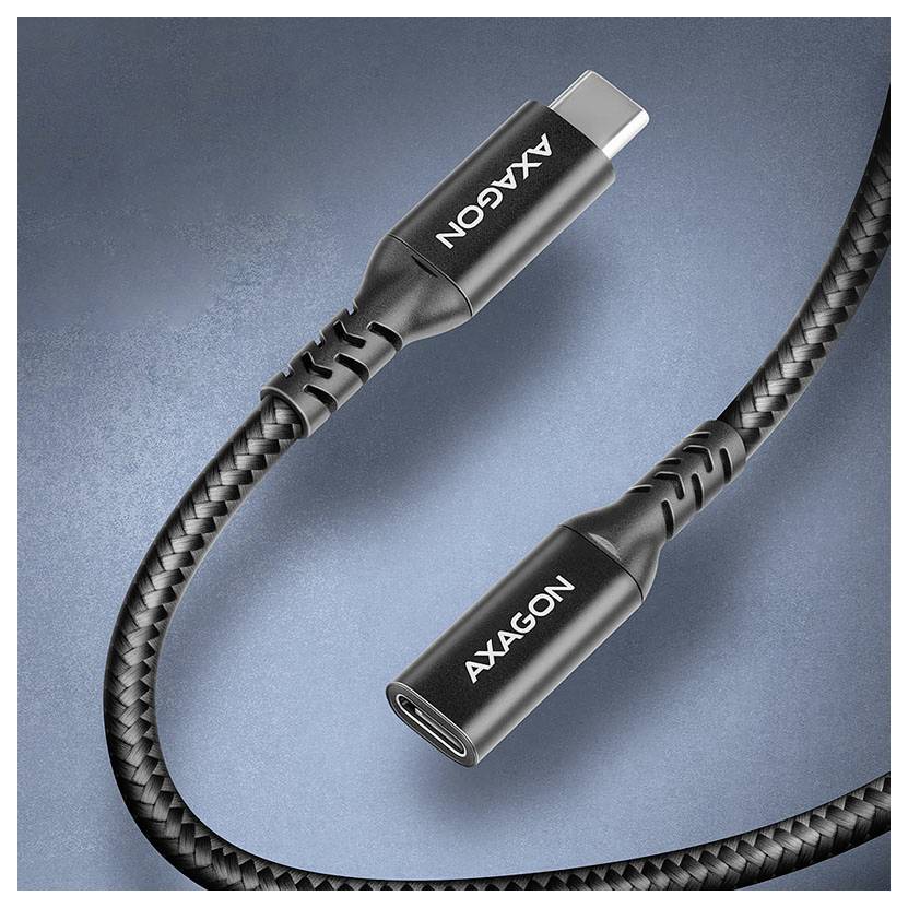 AXAGON Kabel USB-C USB 3.2 Gen2 USB-C ® zásuvka, USB-C ® zástrčka 0.5 m opletený BUCM32-CF05AB-1
