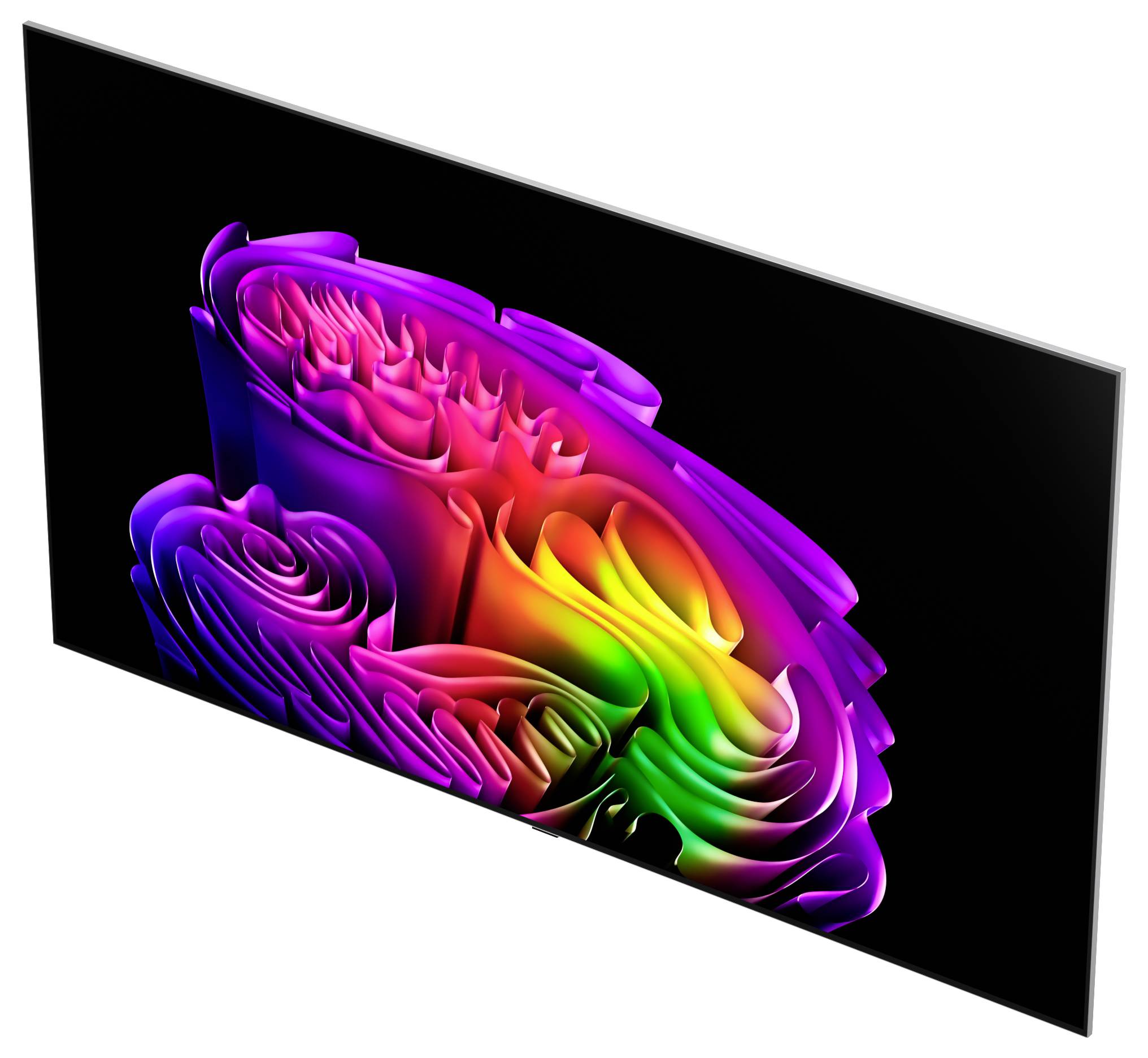 Abstraktní barevný 3D točitý tvar pásku na černém obdélníkovém pozadí s duhovými přechody a vrstvenými záhyby