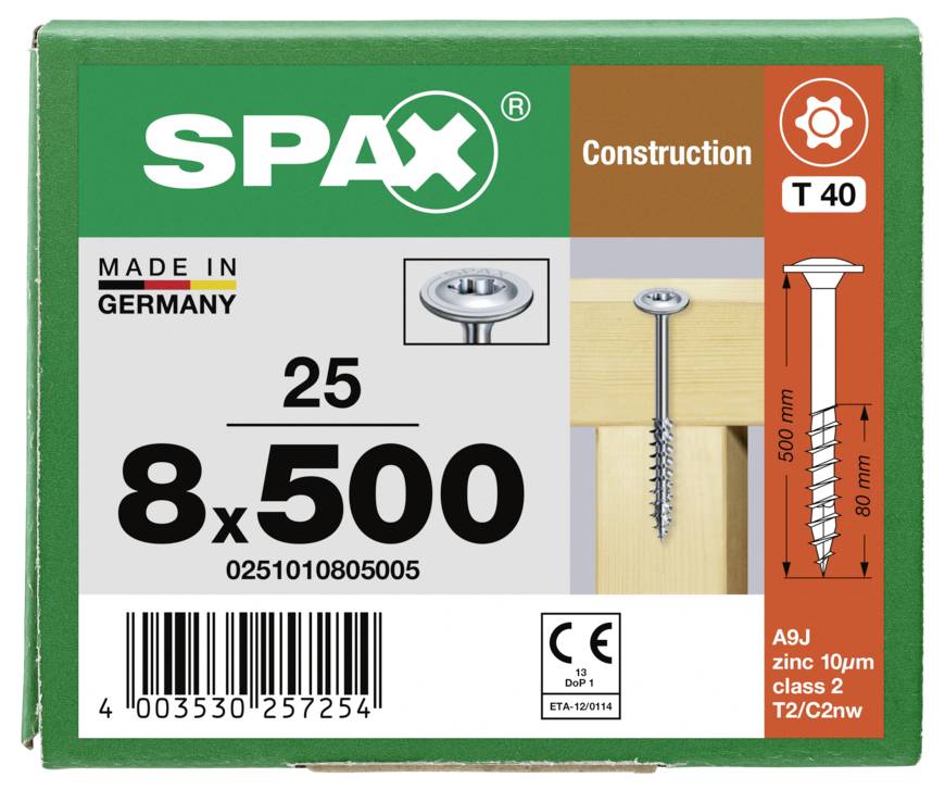SPAX 0251010805005 talířové šrouby 8 mm 500 mm T-STAR plus ocel 25 ks-8