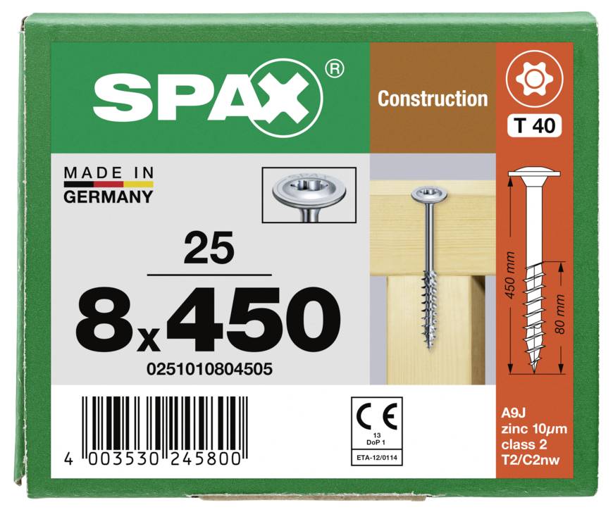 SPAX 0251010804505 talířové šrouby 8 mm 450 mm T-STAR plus ocel 25 ks-8