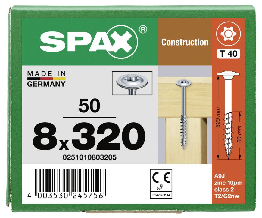 SPAX 0251010803205 talířové šrouby 8 mm 320 mm T-STAR plus ocel 50 ks-8
