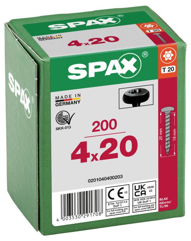 SPAX 0201040400203 půlkulaté šrouby 4 mm 20 mm T-STAR plus ocel 200 ks-2