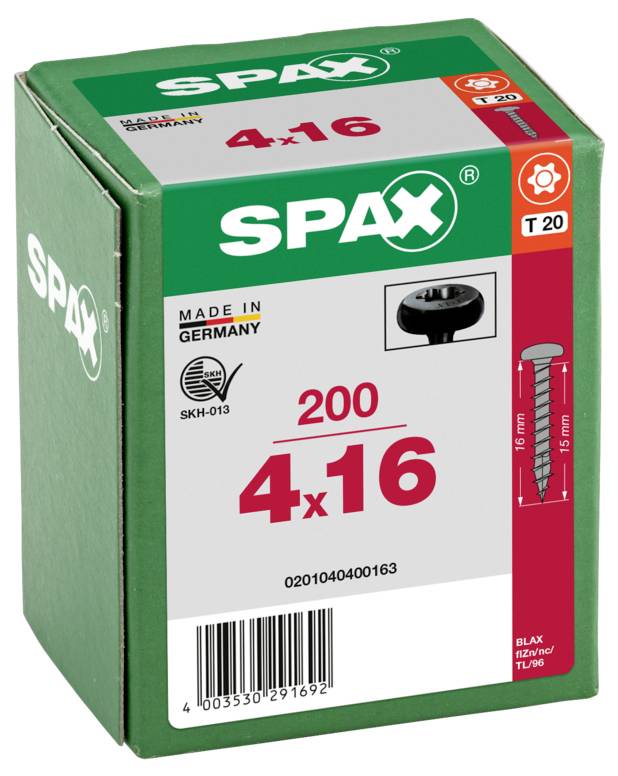 SPAX 0201040400163 půlkulaté šrouby 4 mm 16 mm T-STAR plus ocel 200 ks-2
