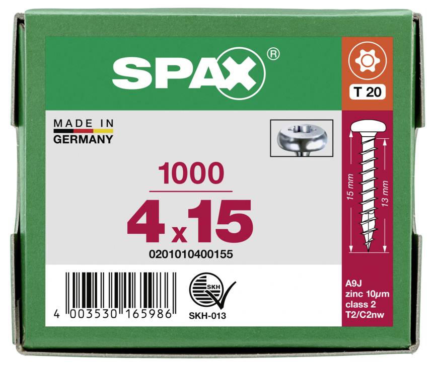SPAX 0201010400155 půlkulaté šrouby 4 mm 15 mm T-STAR plus ocel 1000 ks-7