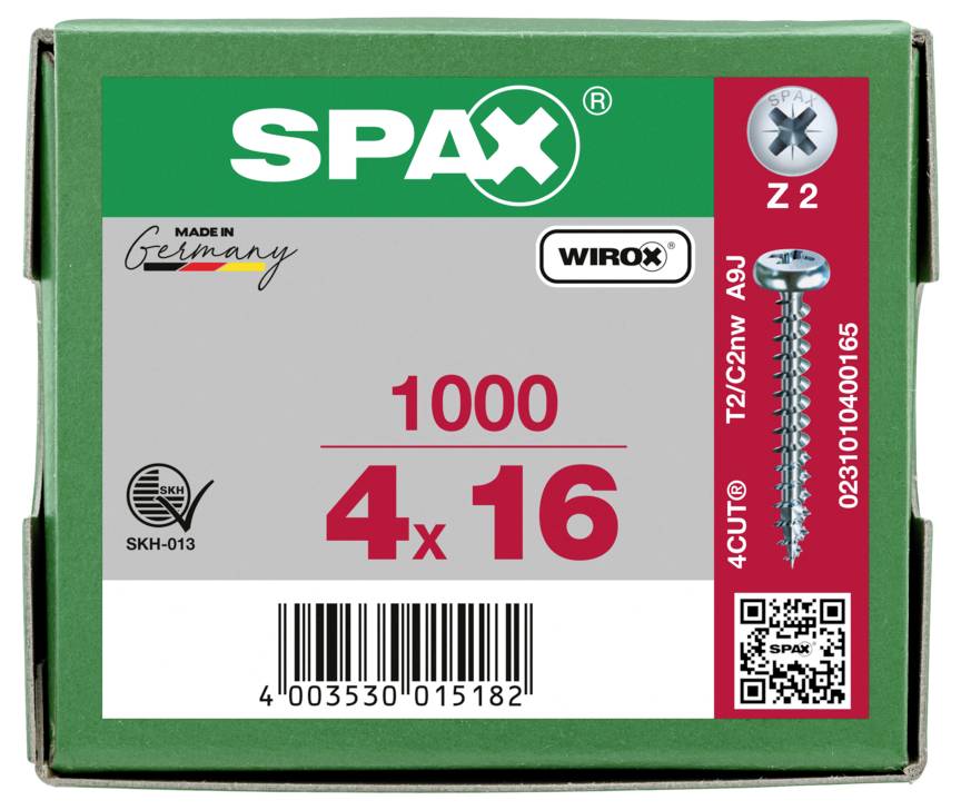 SPAX 0231010400165 půlkulaté šrouby 4 mm 16 mm křížová drážka Pozidriv ocel 1000 ks-7