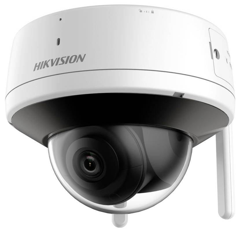 Bílá kupole bezpečnostní kamera Hikvision s černou čočkou pod čirým ochranným kupolí.