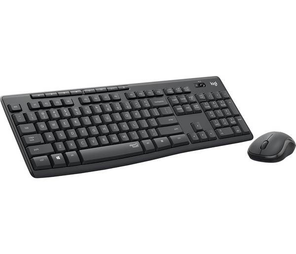 Logitech MK295 bezdrátový sada klávesnice a myše odolné proti stříkající vodě, s číselnou klávesnicí, ergonomická, Tiché klávesy US anglická, QWERTY grafit