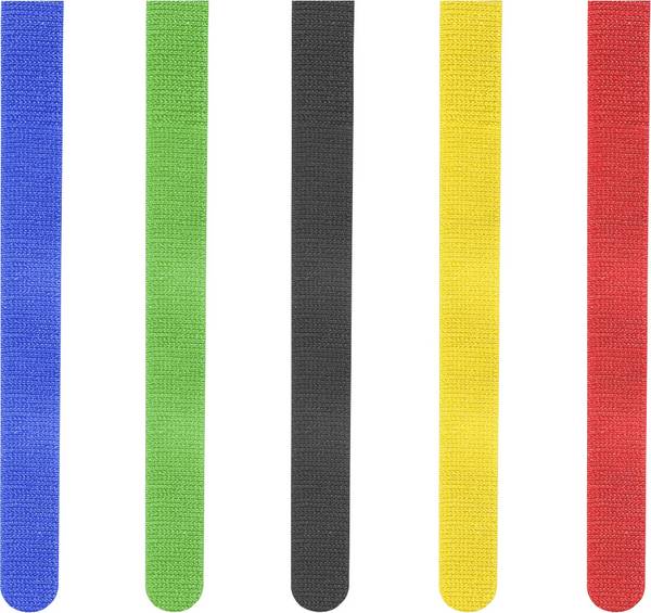 Hama kabelová šňůra  Nylon červená, modrá, žlutá, zelená, černá flexibilní  (d x š) 215 mm x 16 mm 5 ks  00221004