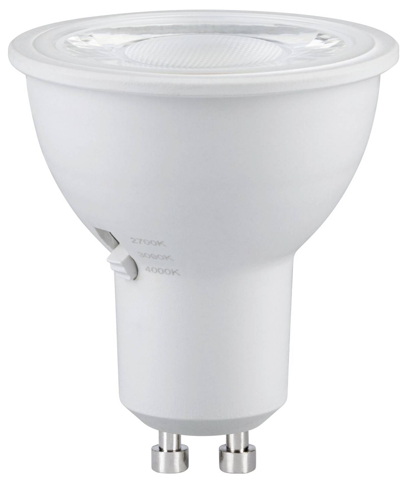Bílá LED reflektorová žárovka s dvoupinovou objímkou a nastavitelným značením barevné teploty