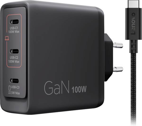 Lenovo Multi-port USB nabíječka, GaN, USB-C®, 100 W, černá