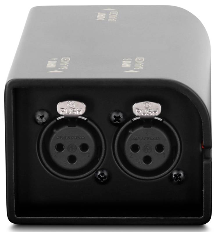 Černý obdélníkový audio interface se dvěma předními XLR vstupy označenými 'USB' a branding USB na horní straně.
