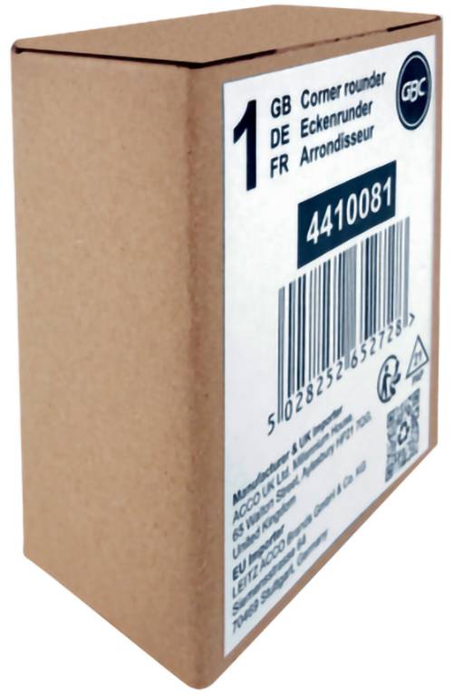 Kartonová prodejní krabice označená „Zaoblovač rohů" s kódem produktu 4410081, zobrazená na jednoduchém bílém pozadí.