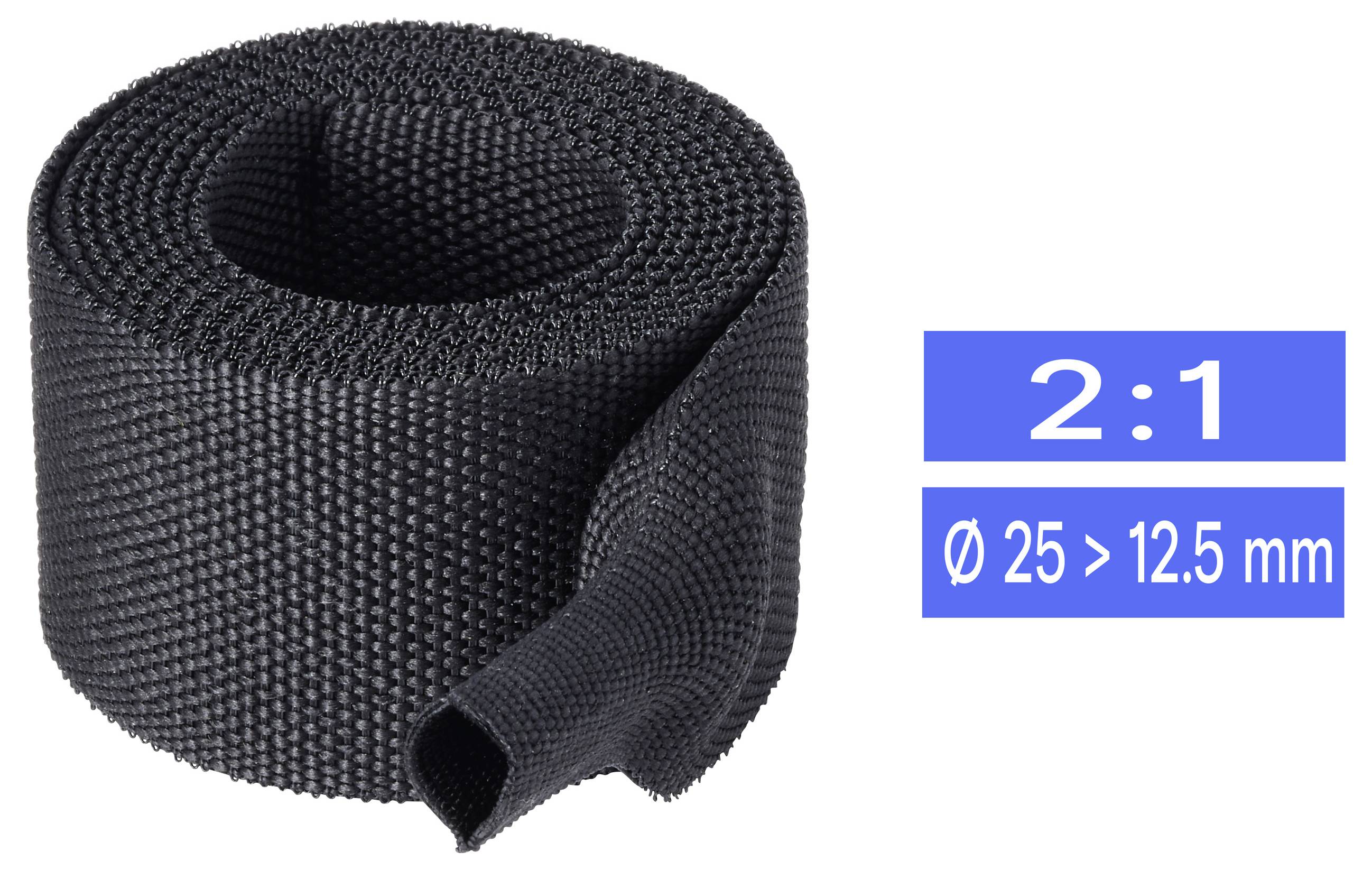 TRU COMPONENTS TC-14976088 Smršťovací bužírka s tkaninou černá 25 mm 12.5 mm Poměr smrštění:2:1 metrové zboží