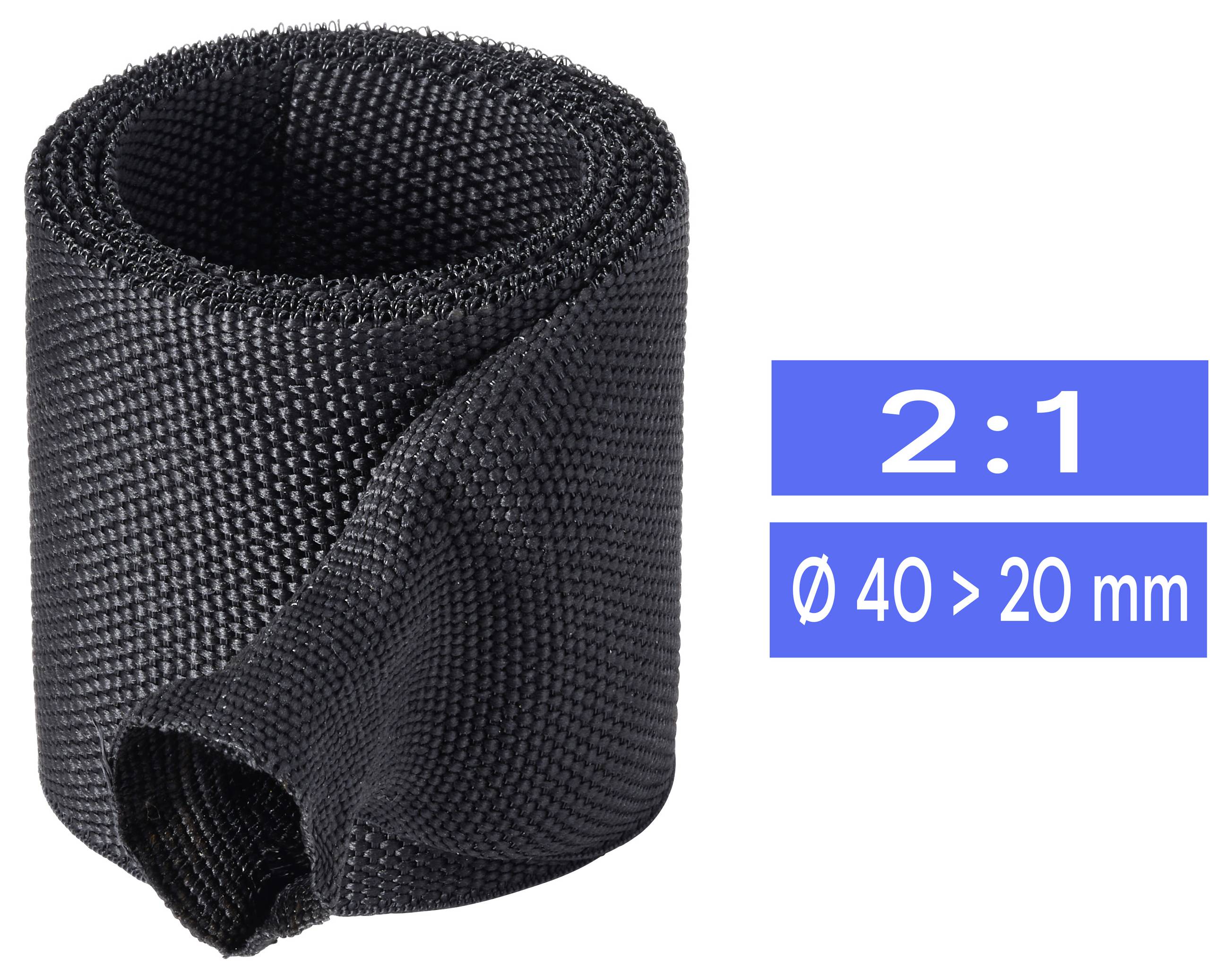 TRU COMPONENTS TC-14976092 Smršťovací bužírka s tkaninou černá 40 mm 20 mm Poměr smrštění:2:1 metrové zboží